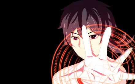HD PC desktop wallpaper featuring Glenn Radars from the anime Rokudenashi Majutsu Koushi to Akashic Records with glowing magical circles and an intense expression.