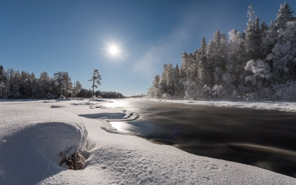 Nature Winter Snow River HD Wallpaper | Background Image
