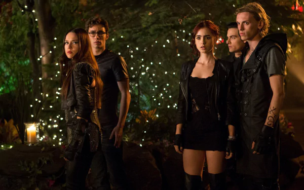 Jemima West Lily Collins Robert Sheehan Jamie Campbell Bower Jonathan Rhys Meyers movie The Mortal Instruments: City of Bones HD Desktop Wallpaper | Background Image