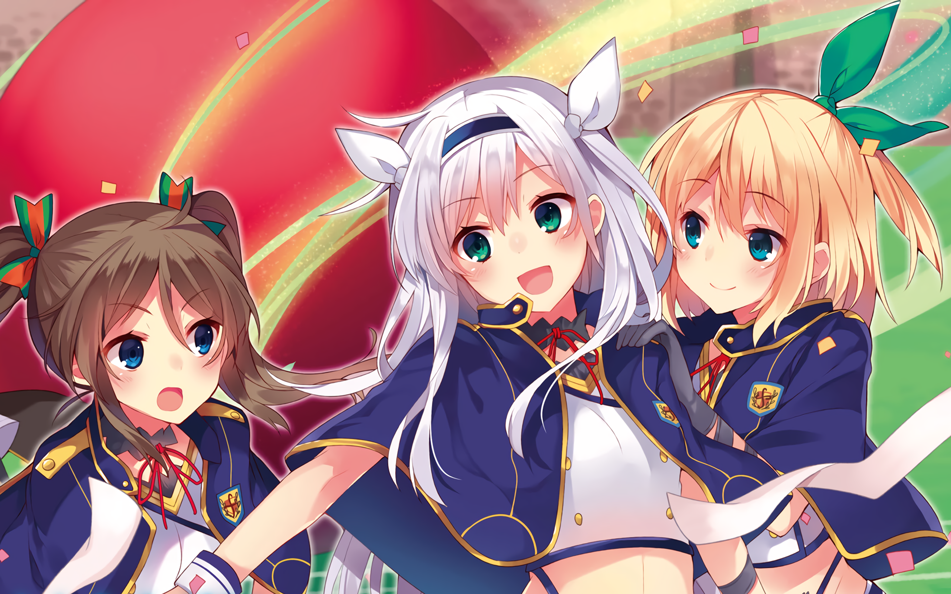 HD wallpaper of Rumia Tingel and Sistine Fibel from the anime Rokudenashi Majutsu Koushi to Akashic Records, featuring vibrant colors and dynamic poses.