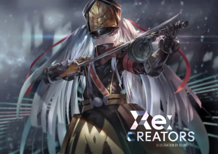 HD desktop wallpaper featuring a character from Re:Creators, specifically Gunpuku no Himegimi, in an intense and dynamic pose with a sword. The background is dramatic, enhancing the anime's aesthetic.