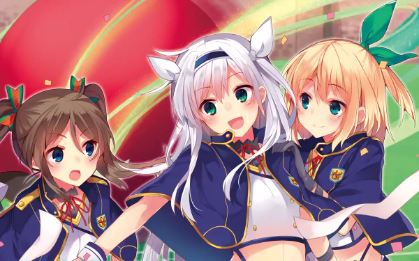 HD wallpaper of Rumia Tingel and Sistine Fibel from the anime Rokudenashi Majutsu Koushi to Akashic Records, featuring vibrant colors and dynamic poses.