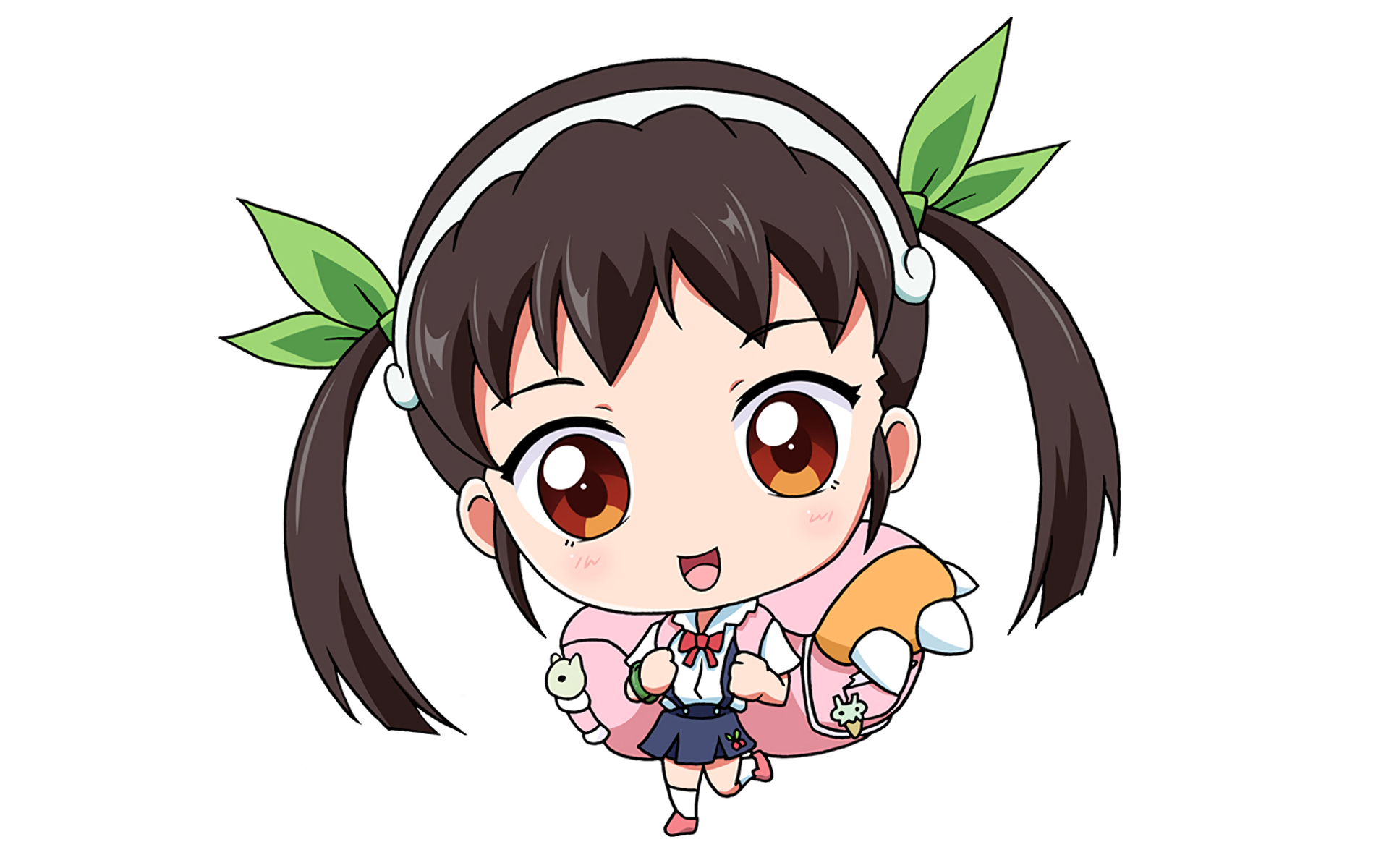 Chibi-style Mayoi Hachikuji from Monogatari series in vibrant colors, featured as an HD anime desktop wallpaper and background.