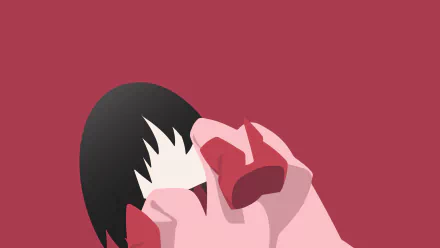 4K Ultra HD anime wallpaper featuring Ougi Oshino from the Monogatari series with a minimalist design on a solid red background.