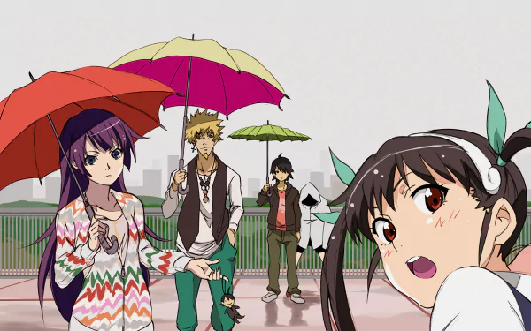 Meme Oshino Suruga Kanbaru Mayoi Hachikuji Koyomi Araragi Hitagi Senjōgahara Anime Monogatari (Series) HD Desktop Wallpaper | Background Image