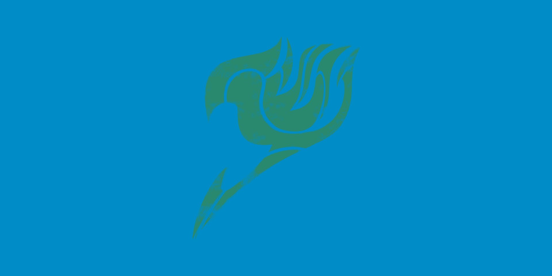 Anime-themed Fairy Tail emblem in minimalist style on a blue background, designed as a 4K Ultra HD PC desktop wallpaper and background.