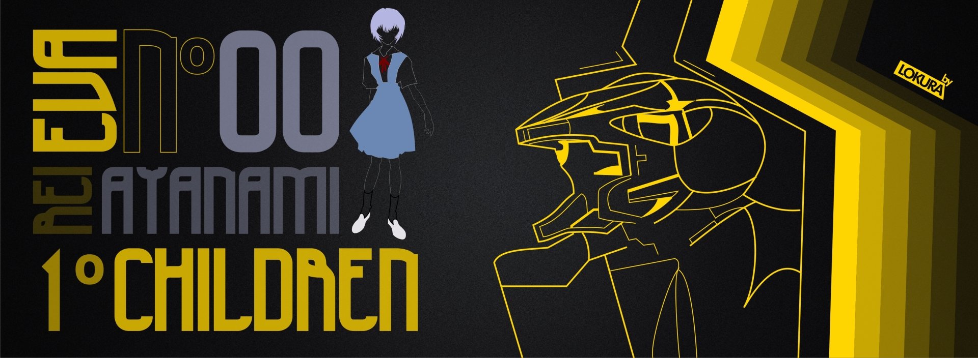 HD PC desktop wallpaper featuring Rei Ayanami and Evangelion Unit-00 from the anime Neon Genesis Evangelion with a dark background and minimalist design.