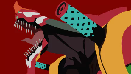 HD PC desktop wallpaper featuring a stylized close-up of Evangelion Unit-02 from the anime Neon Genesis Evangelion, showcasing its iconic mechanical design in vibrant colors.