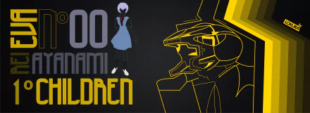 HD PC desktop wallpaper featuring Rei Ayanami and Evangelion Unit-00 from the anime Neon Genesis Evangelion with a dark background and minimalist design.