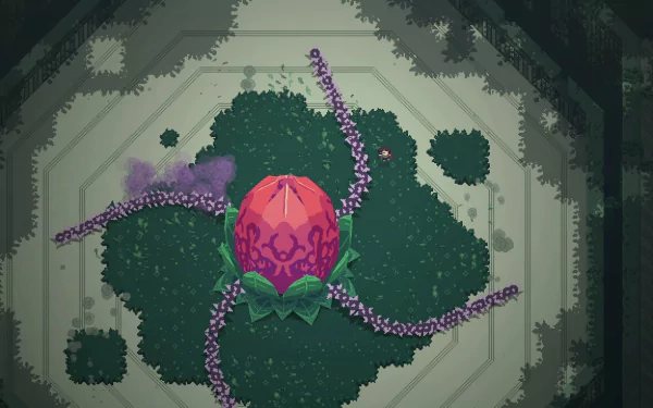 HD Titan Souls desktop wallpaper featuring a stylized boss creature with tentacles in a pixelated landscape.