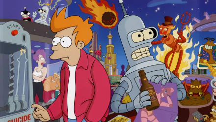 Nibbler (Futurama) Leela (Futurama) Fry (Futurama) Bender (Futurama) TV Show Futurama HD Desktop Wallpaper | Background Image