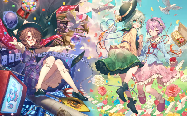 Sumireko Usami Hata no Kokoro Koishi Komeiji Satori Komeiji Anime Touhou HD Desktop Wallpaper | Background Image