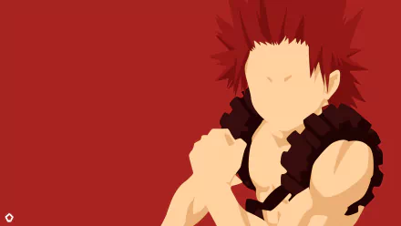 HD anime desktop wallpaper featuring Eijiro Kirishima from My Hero Academia with a bold red background and simplified, faceless art style.