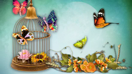  Birdcage and Butterflies by MaDonna