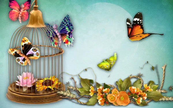  Birdcage and Butterflies by MaDonna