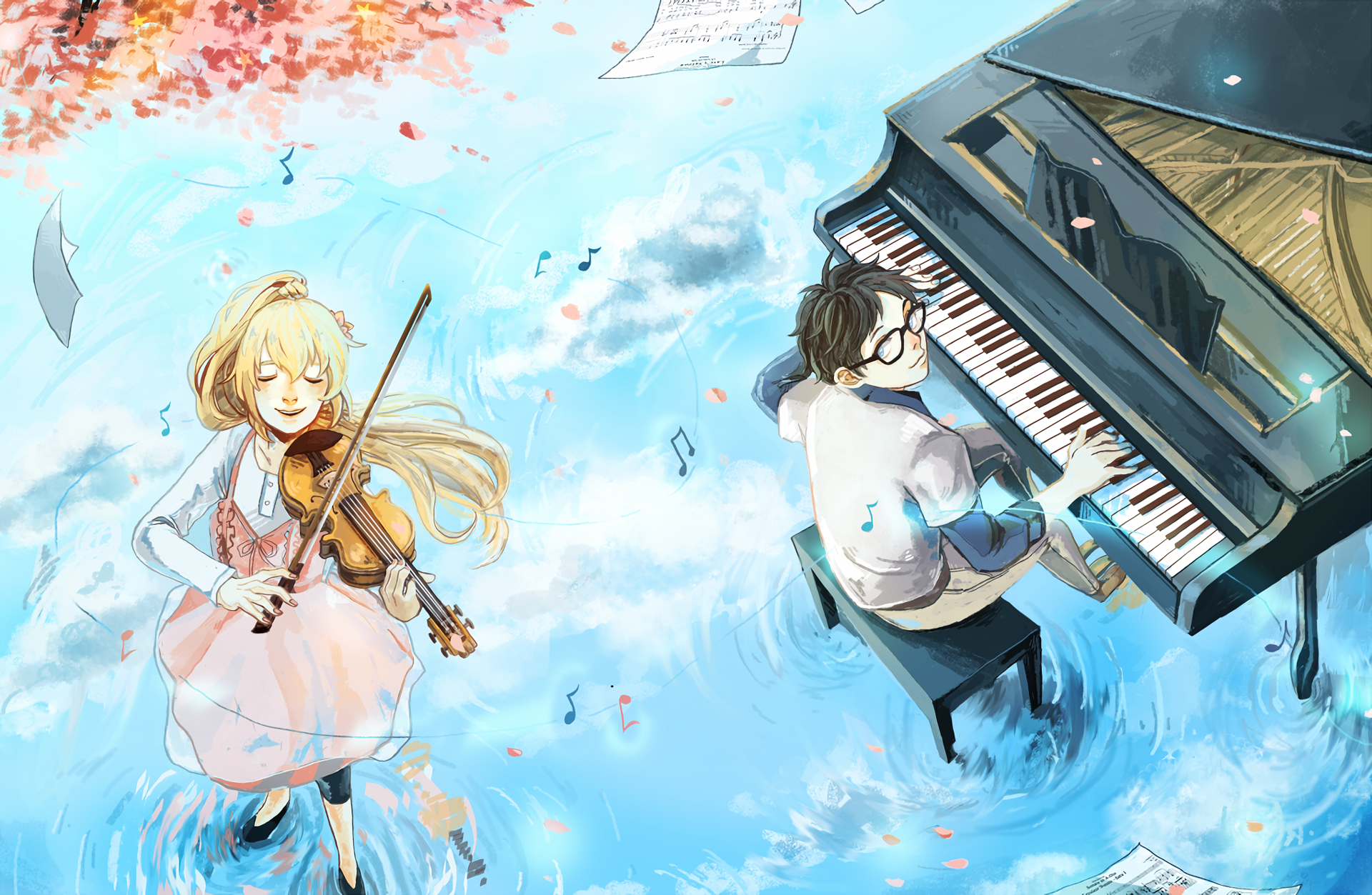 Shigatsu wa kimi no uso, Piano, Music, Kaori, Arima, HD wallpaper