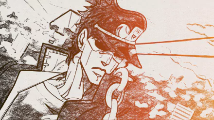 HD desktop wallpaper featuring Jotaro Kujo from the anime Jojo's Bizarre Adventure in a dynamic, sketch-style illustration with bold lines and shading.
