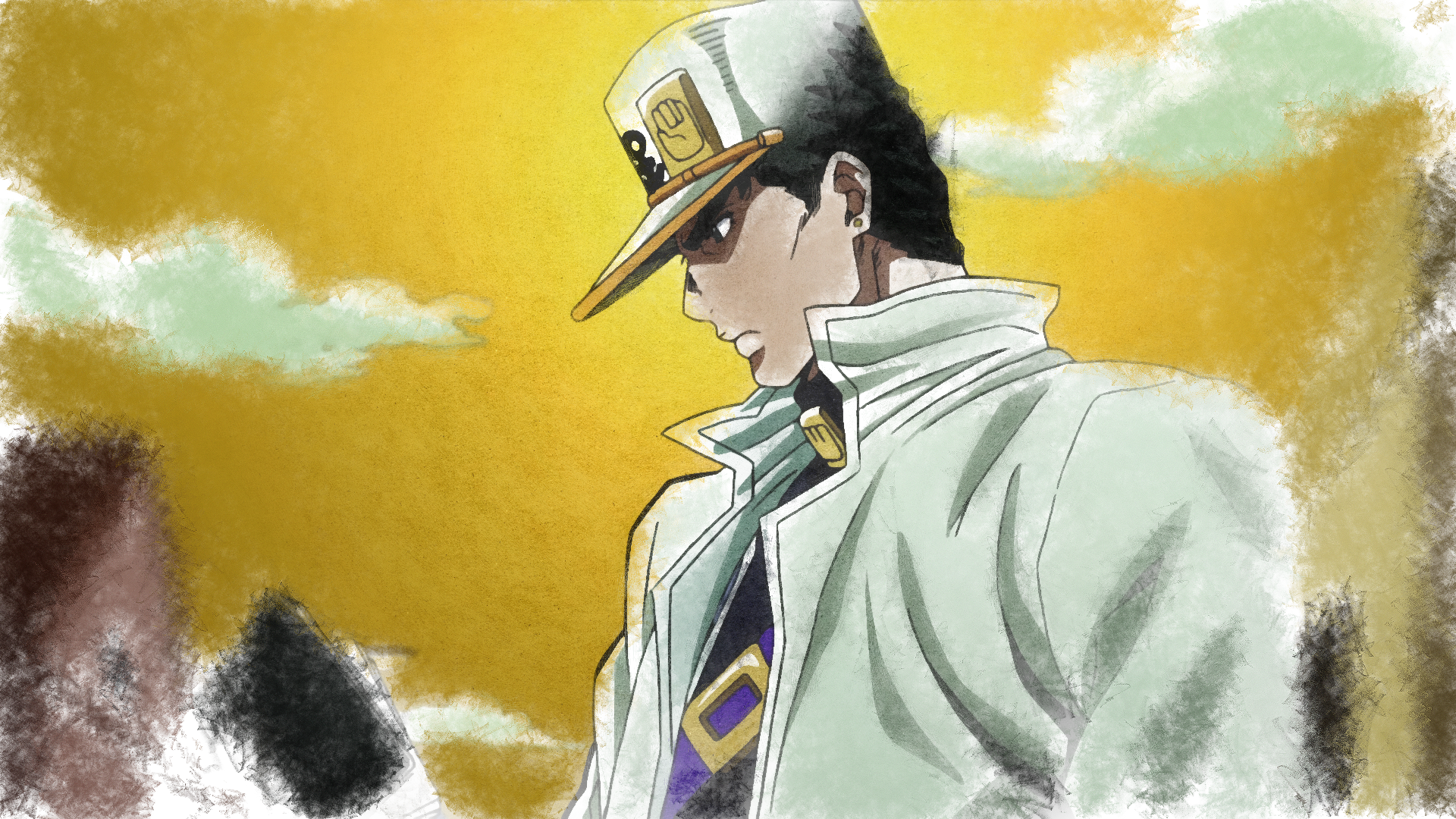 Download Jotaro Kujo Anime Jojo's Bizarre Adventure HD Wallpaper by Terumi Nishii