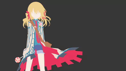 Stylized anime illustration of a blonde Clockwork Planet character with a gear-shaped red cloak on a dark gray backdrop — HD PC desktop wallpaper/background.