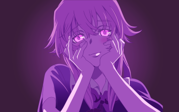 Mirai nikki, anime, girl, kawaii, cute, yuno gasai, pink hair, blood,  yukiteru amono, boy