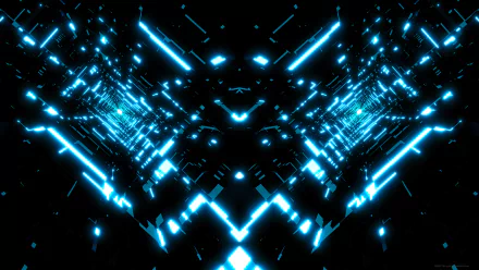 HD desktop wallpaper featuring a 3D abstract CGI design in blue, showcasing intricate geometry and symmetry for an artistic touch.