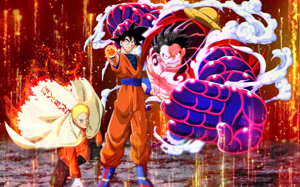 Anime Crossover Naruto Uzumaki Goku Monkey D. Luffy HD Wallpaper | Background Image
