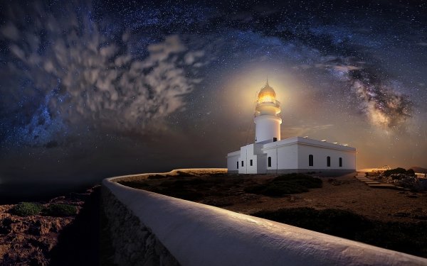 Man Made Lighthouse Night Building Sky Milky Way Starry Sky Stars HD Wallpaper | Background Image