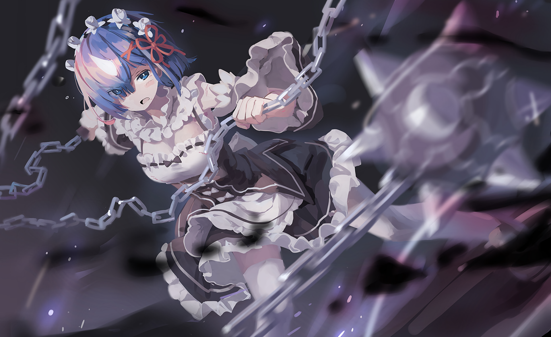 Rem in Action: Re:ZERO HD Wallpaper