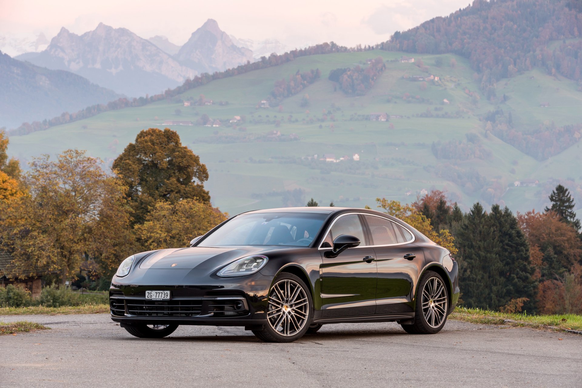 Download Black Car Car Porsche Vehicle Porsche Panamera 4S HD Wallpaper
