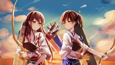 Akagi (Kancolle) Kaga (Kancolle) Anime Kantai Collection HD Desktop Wallpaper | Background Image