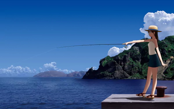 fishing Anime Original HD Desktop Wallpaper | Background Image
