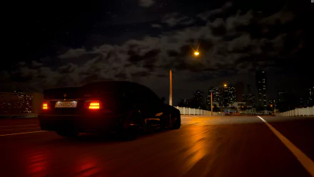 BMW M3 driving at night in a cityscape from the video game Forza Horizon 3, shown as an HD PC desktop wallpaper.