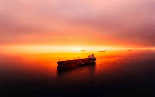 Vehicles Tanker Oil Tanker Ship Sunset Ocean HD Wallpaper | Background Image