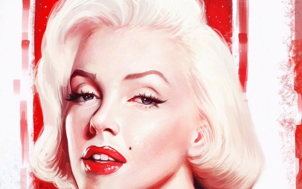 Celebrity Marilyn Monroe Actress Face Blonde Lipstick Blue Eyes HD Wallpaper | Background Image