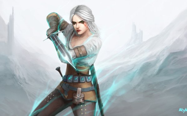 Video Game The Witcher 3: Wild Hunt The Witcher Ciri Sword Woman Warrior White Hair Green Eyes HD Wallpaper | Background Image