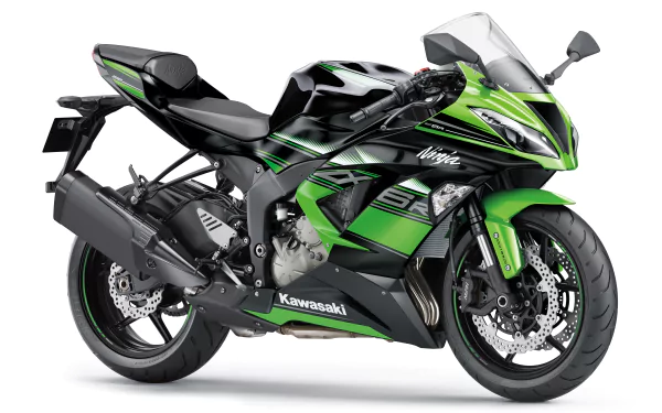 4K Ultra HD PC wallpaper featuring a Kawasaki Ninja ZX-6R motorcycle in black and green, showcasing the sleek design of this Kawasaki Ninja sports bike.