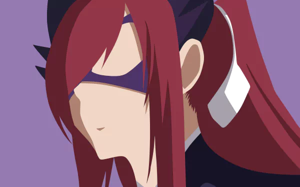 A minimalist HD desktop wallpaper featuring Erza Scarlet, also known as Titania from the anime Fairy Tail.