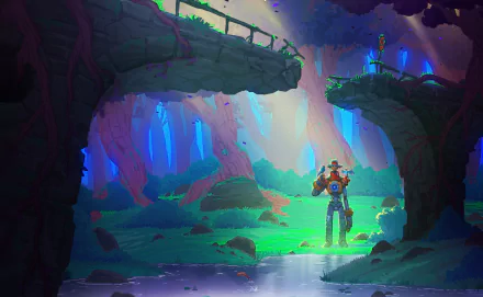 bird post apocalyptic sunbeam forest nature Sci Fi robot HD Desktop Wallpaper | Background Image