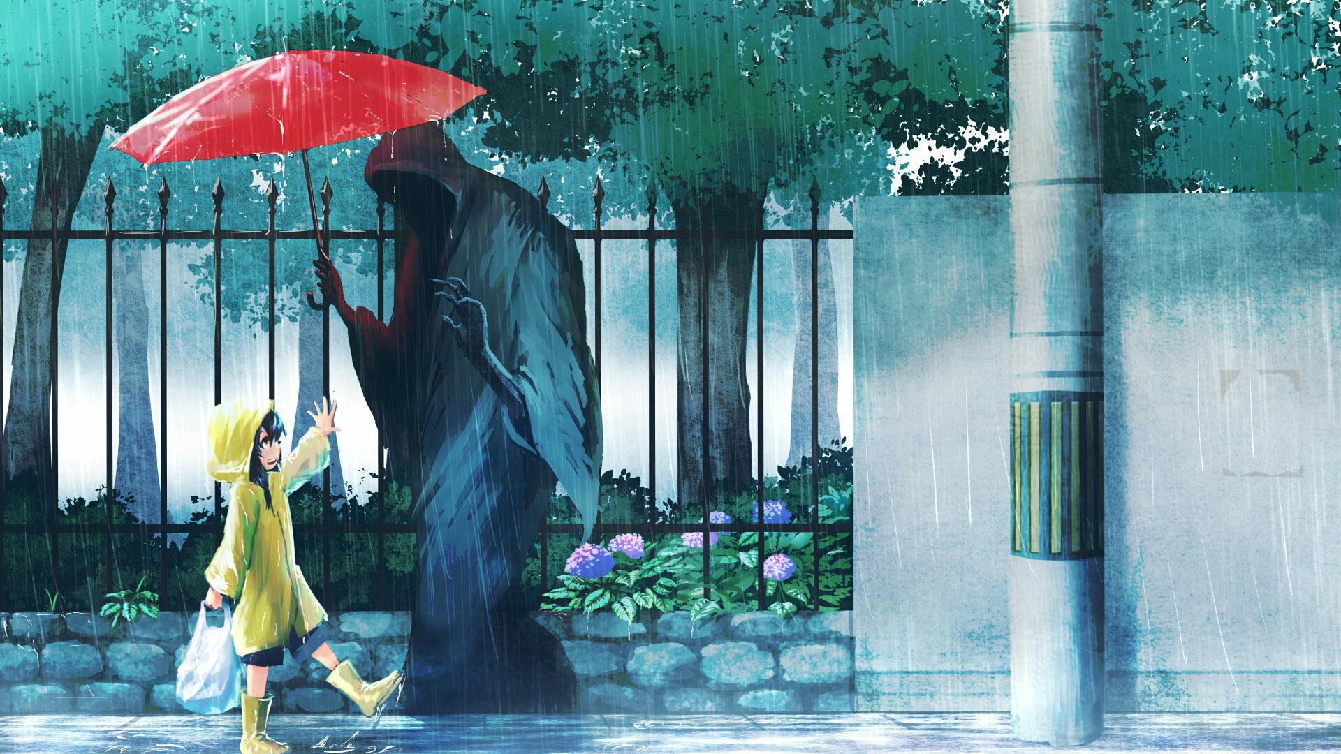 One Day Anime Girl In Rain In Street Walking Background Sad Anime Pictures  Background Image And Wallpaper for Free Download
