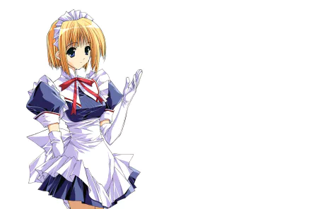 ribbon blue eyes glove blonde short hair apron maid Anime Original HD Desktop Wallpaper | Background Image