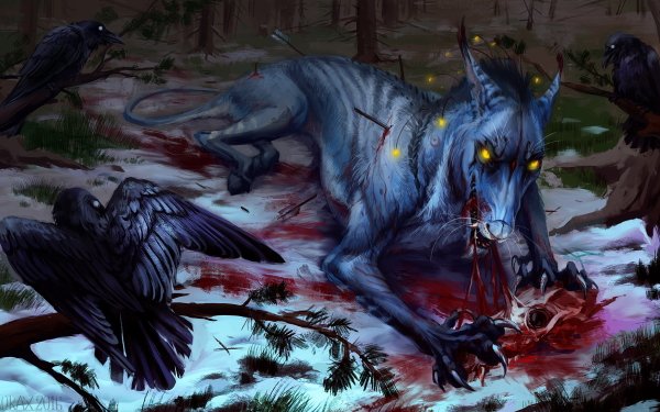 Fantasy Creature Dark Crow Blood HD Wallpaper | Background Image