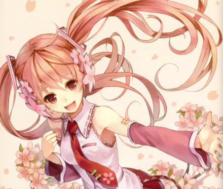 Sakura Miku Anime Vocaloid HD Desktop Wallpaper | Background Image