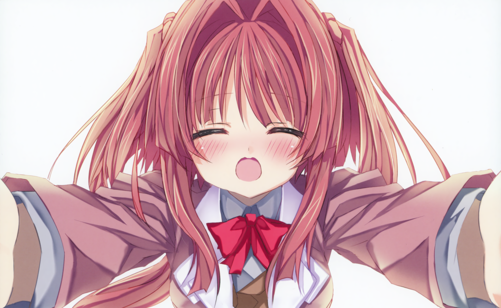 Download Bow (Clothing) Blush Pink Hair Long Hair Anime Original 4k Ultra HD Wallpaper by 茨乃