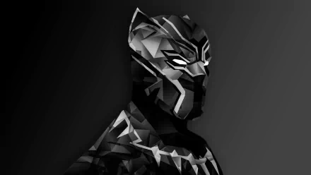 HD desktop wallpaper featuring a geometric, stylized rendition of Marvel Comics' Black Panther against a dark background.