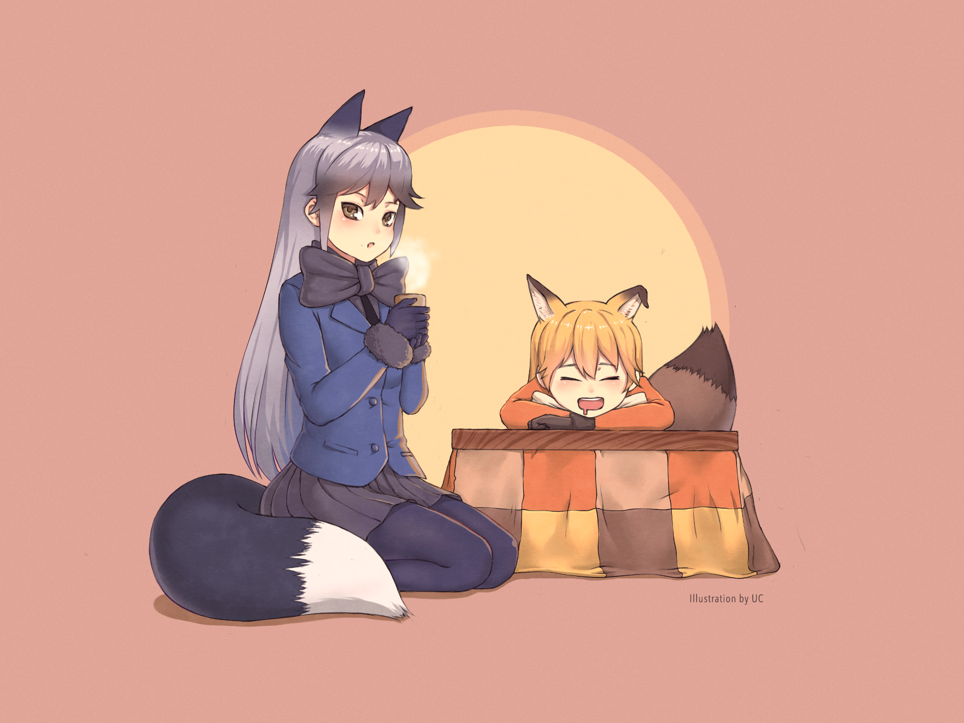 Download Ezo Red Fox (Kemono Friends) Silver Fox (Kemono Friends) Anime Kemono Friends HD Wallpaper