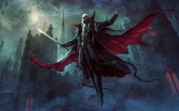 Fantasy Vampire Sword Dark White Hair HD Wallpaper | Background Image