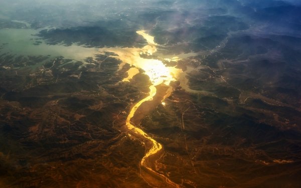 Earth River Aerial Glow Landscape HD Wallpaper | Background Image