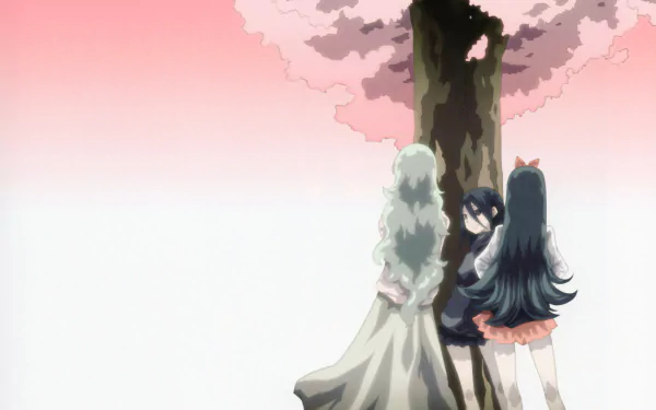 black eyes tree blonde black hair long hair Anime Original HD Desktop Wallpaper | Background Image