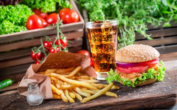 Food Burger Still Life French Fries Drink HD Wallpaper | Background Image