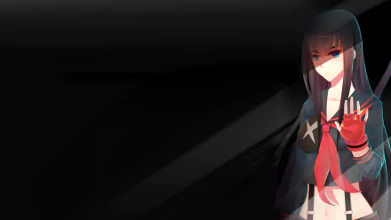 HD PC desktop wallpaper featuring Ryūko Matoi from the anime Kill La Kill with a dark, minimalist background.